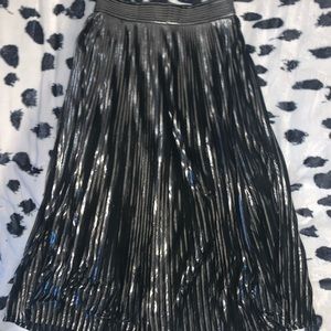 BA&SH METALLIC PLEATED MIDI SKIRT